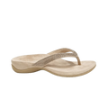 Beige rhinestone comfortable wedge flip flops