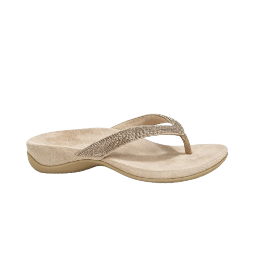 Beige rhinestone comfortable wedge flip flops