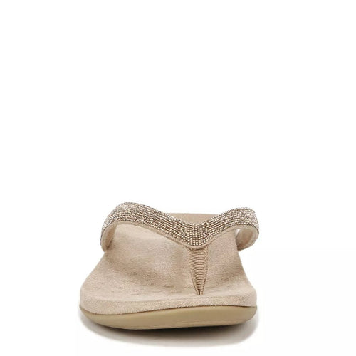 Beige rhinestone comfortable wedge flip flops