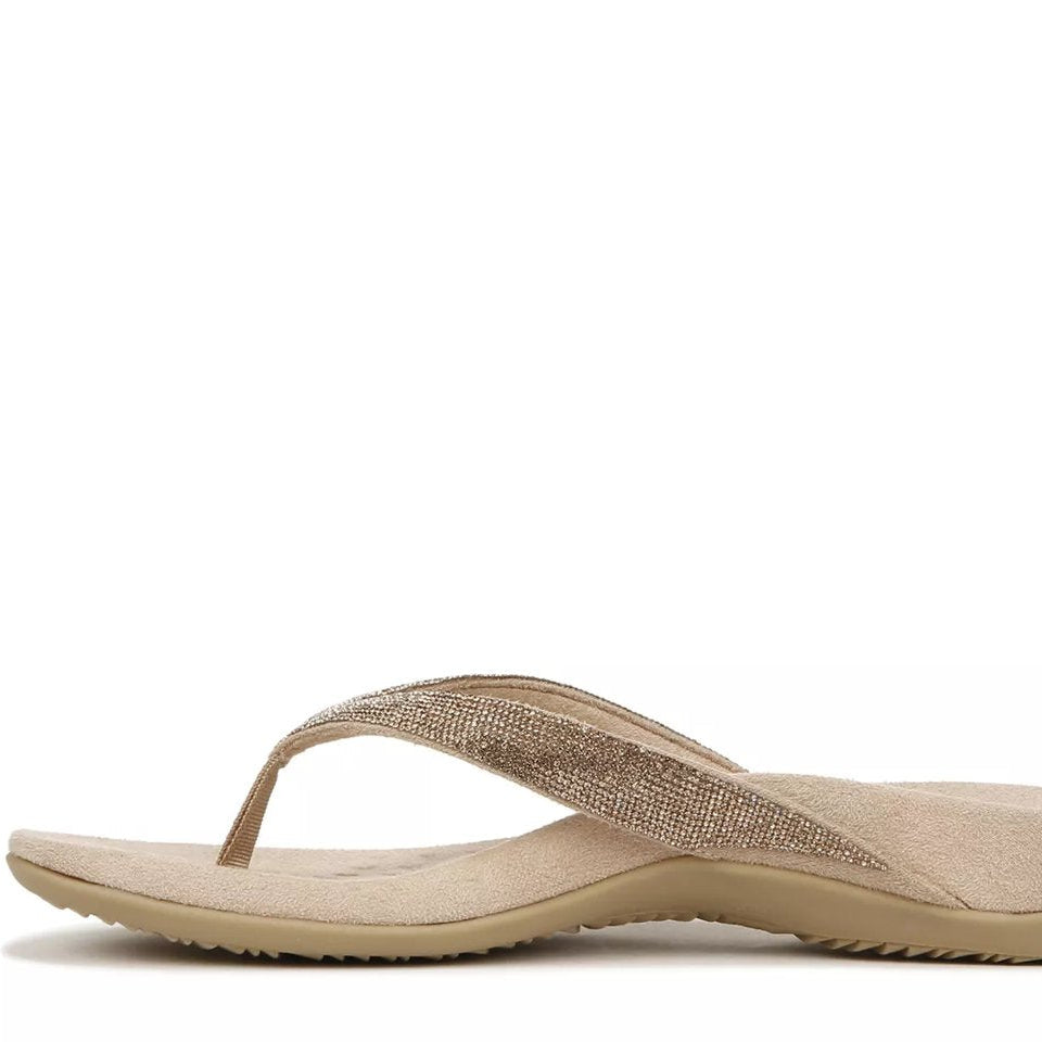 Beige rhinestone comfortable wedge flip flops