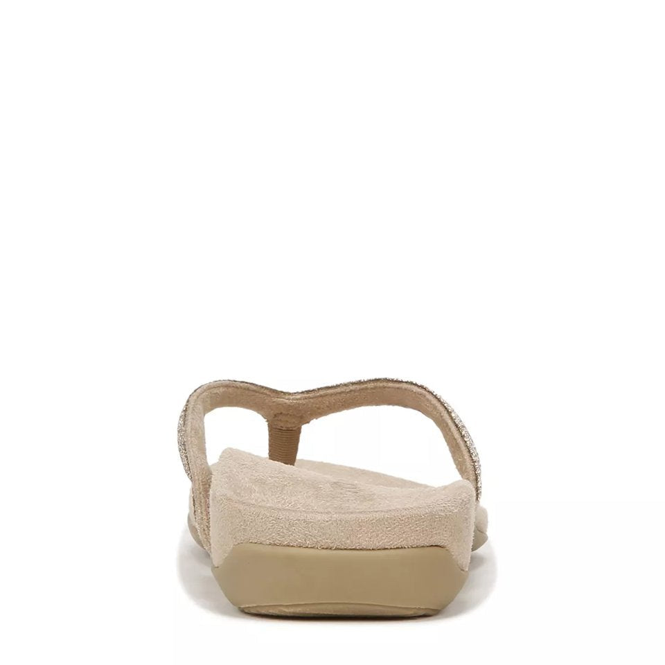 Beige rhinestone comfortable wedge flip flops