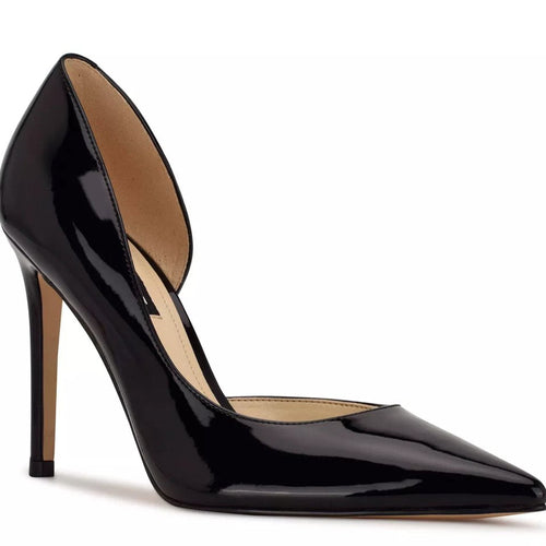 Black patent leather pointed toe stiletto heels
