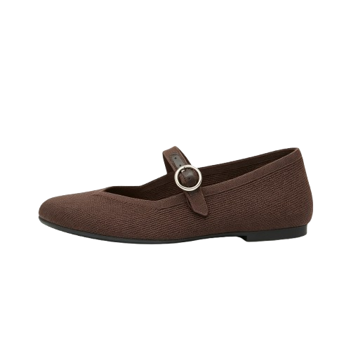 Brown single strap round toe flats