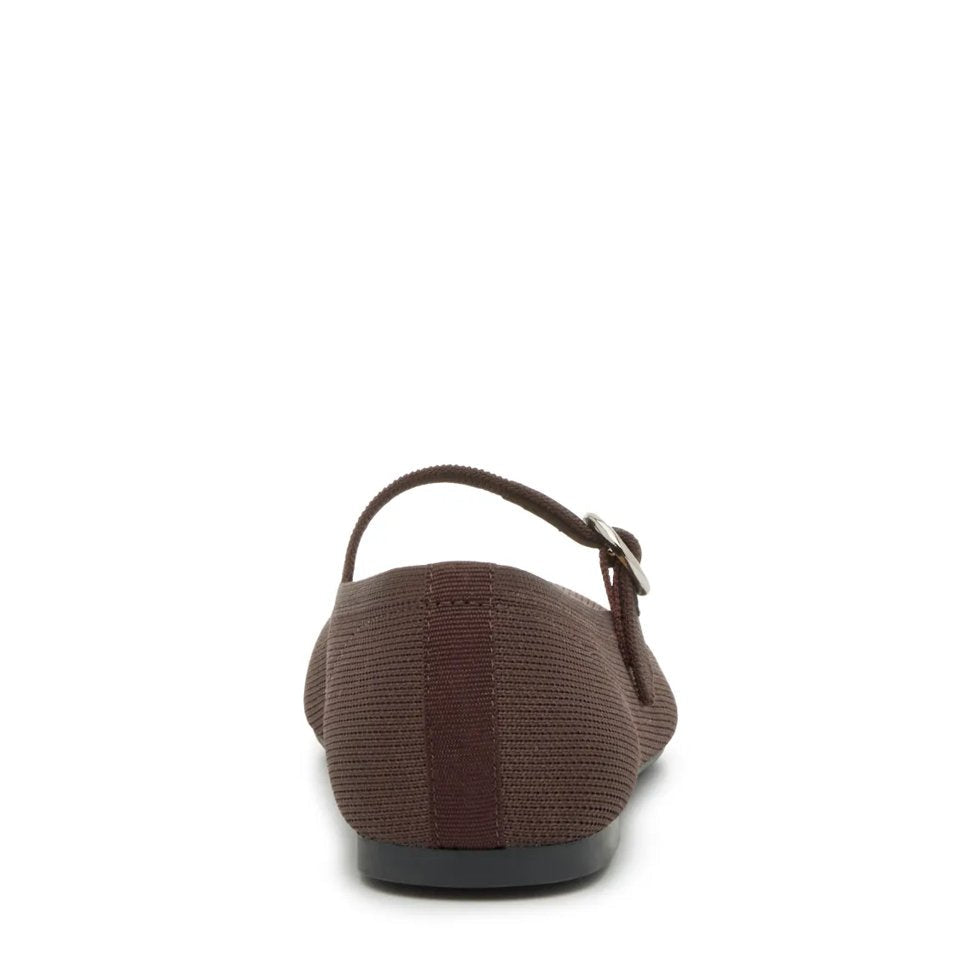 Brown single strap round toe flats