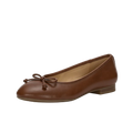 Brown square toe ballet flats with bow