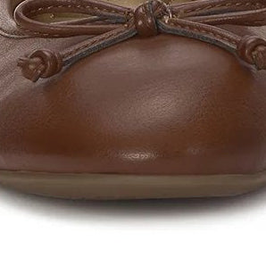 Brown square toe ballet flats with bow