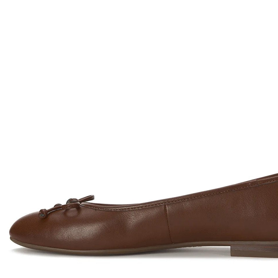 Brown square toe ballet flats with bow