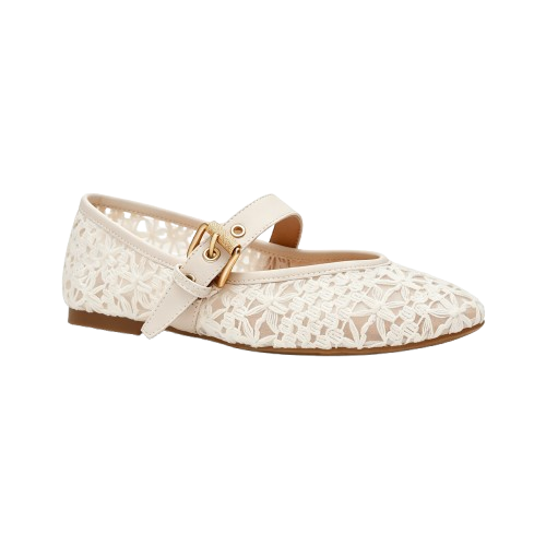 Ivory lace mary jane flats