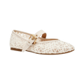 Ivory lace mary jane flats