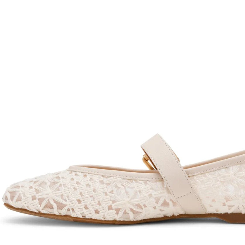 Ivory lace mary jane flats