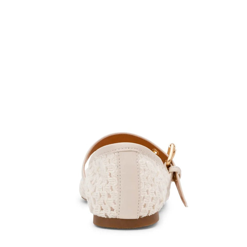 Ivory lace mary jane flats