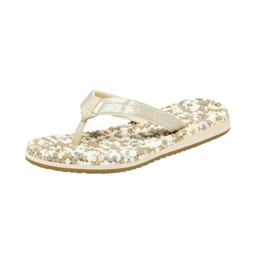 Multi colored pebble textured insole flip flops