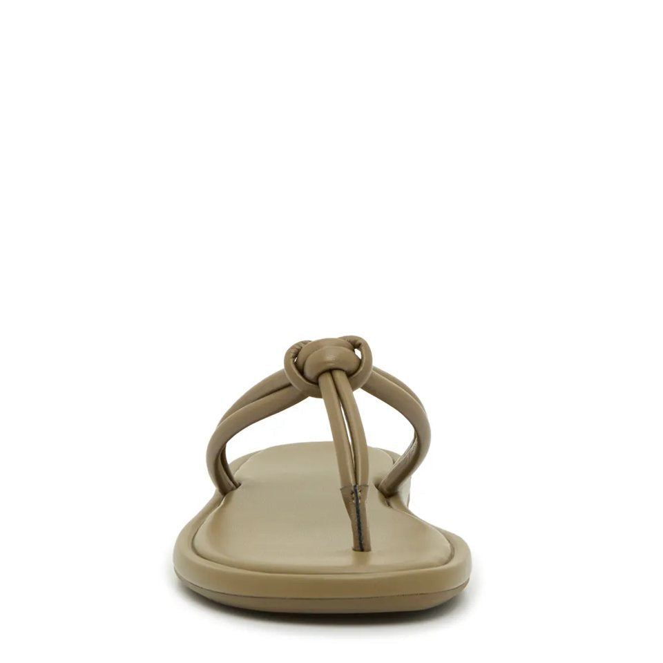 Olive green knotted strap flip flops