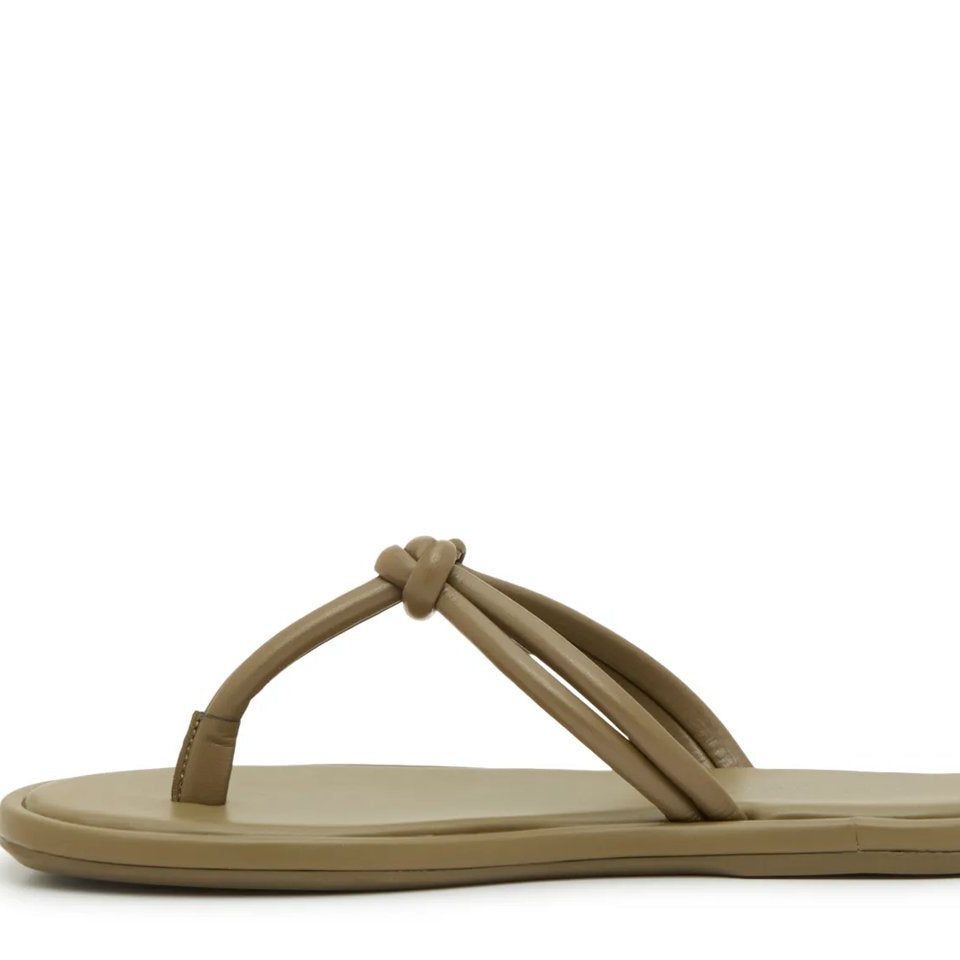 Olive green knotted strap flip flops