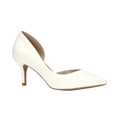White satin pointed toe cut out stiletto heels